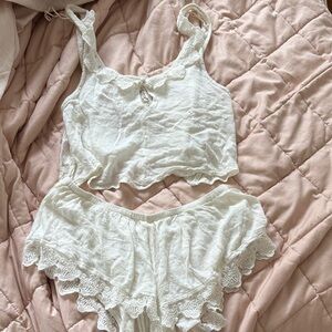 Free PeopleWhite Lace-Trim Sleep Set - Women's Intimates